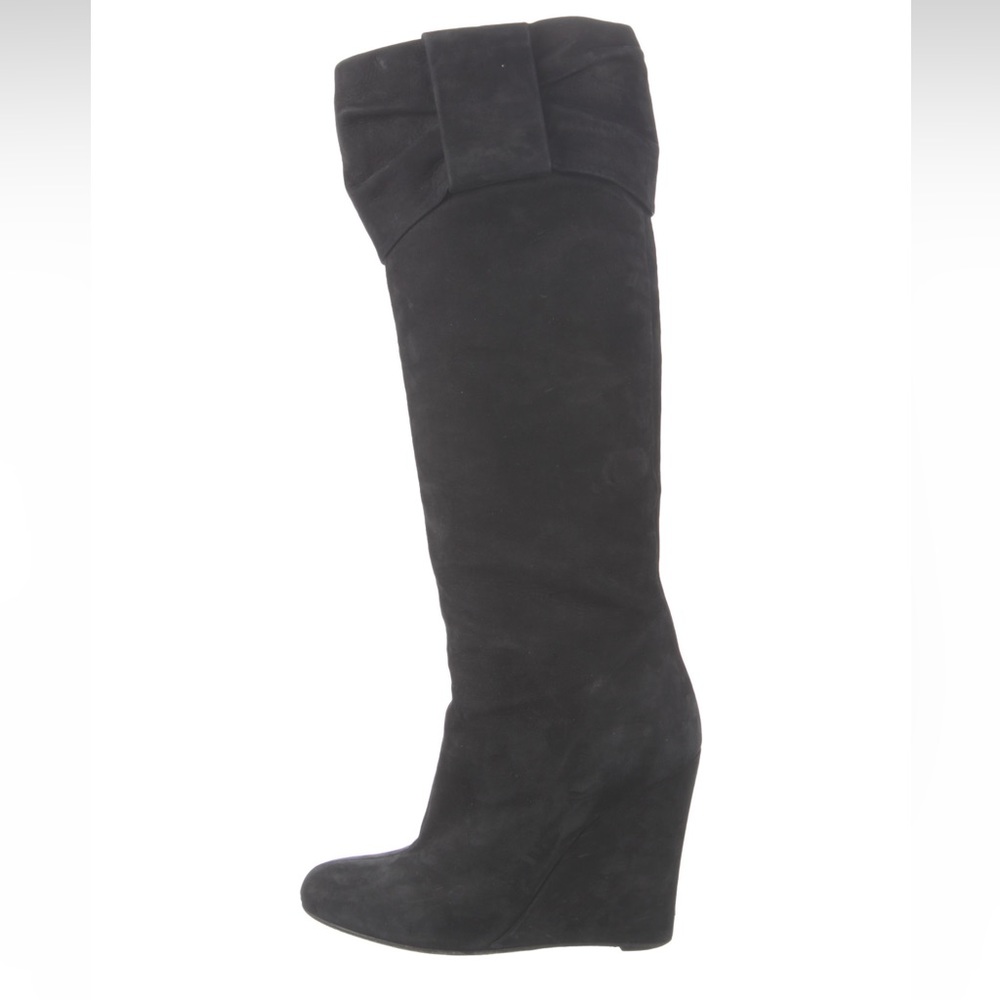 VALENTINO black suede wedge boots